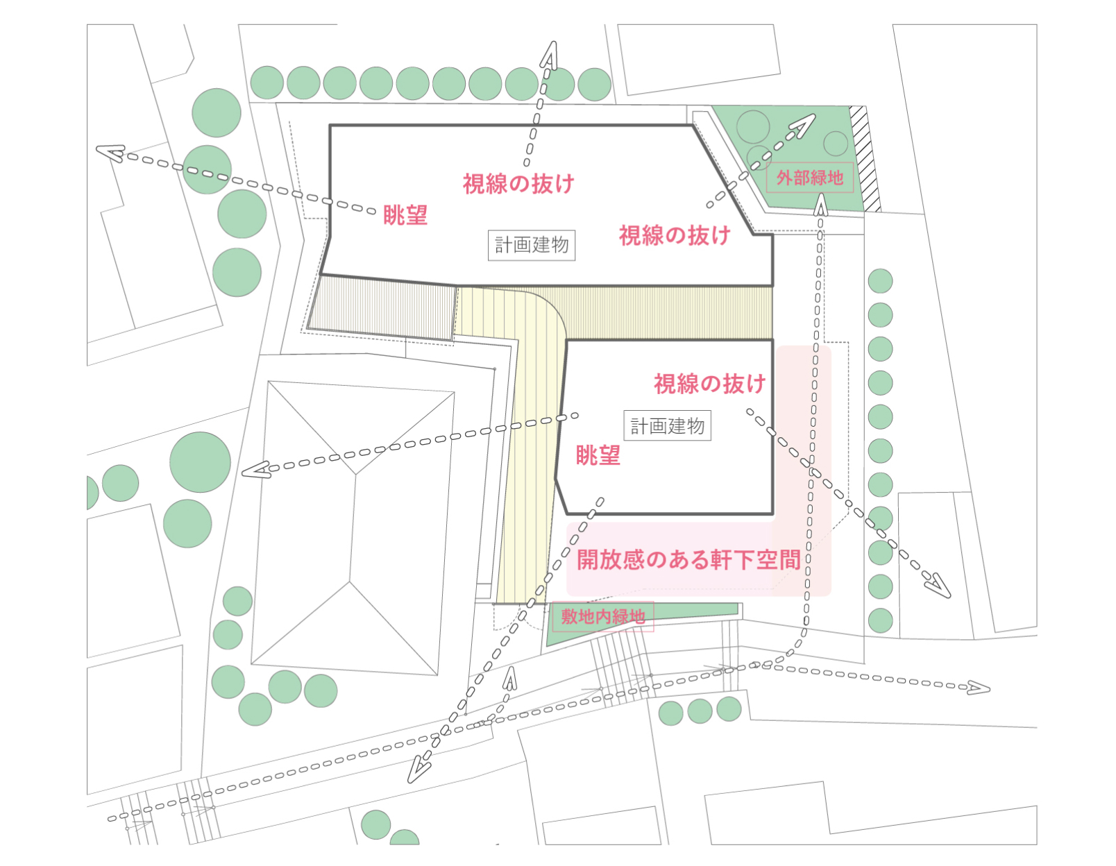 固有の敷地条件│周辺環境を取り込んだ開放的な空間 (図)